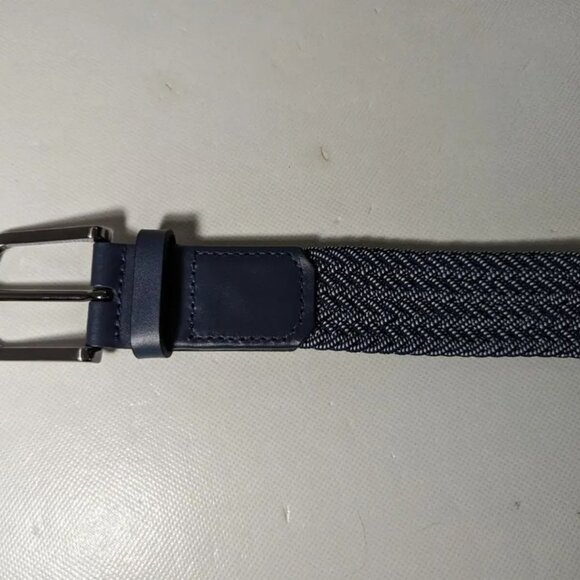 NEW- Mens Flag Ltd. Braided Weaver Belt Navy & White - Picture 3 of 4